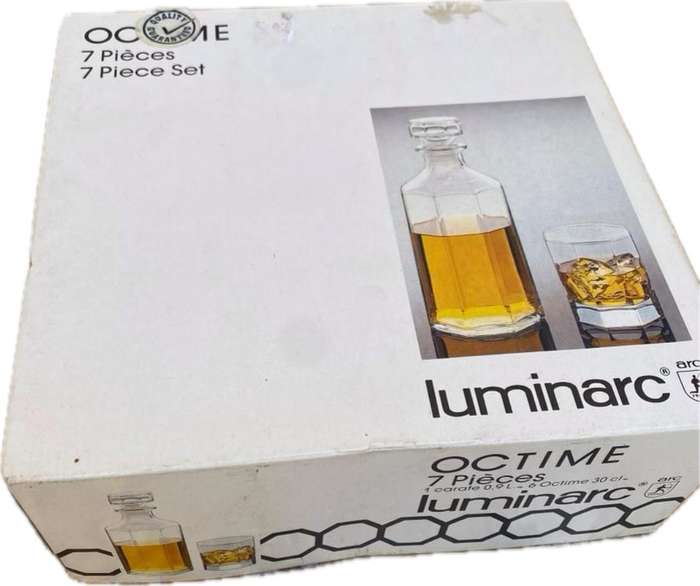 Vintage Luminarc clear Octime decanter glasses x6 unused boxed