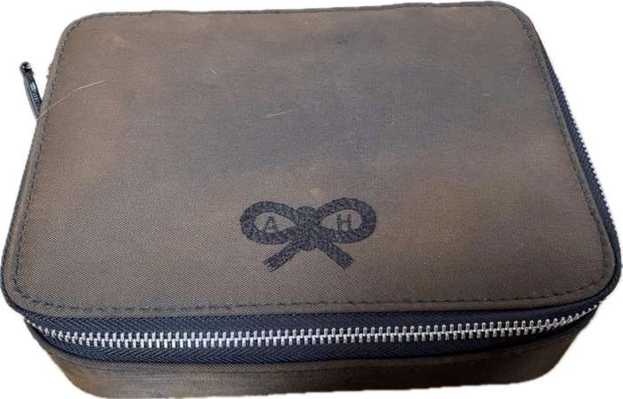 Anya Hindmarch  brown Bag British Airway First Class Amenity Case with L Occitane soap contents