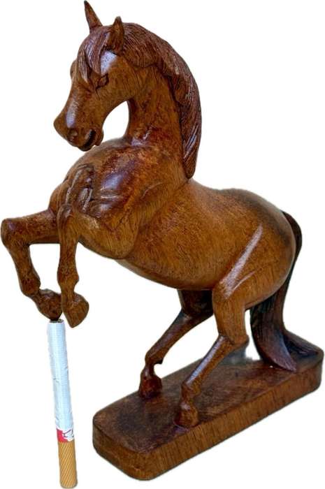 Vintage wooden horse hand carved roaring wood horse sculpture stallion