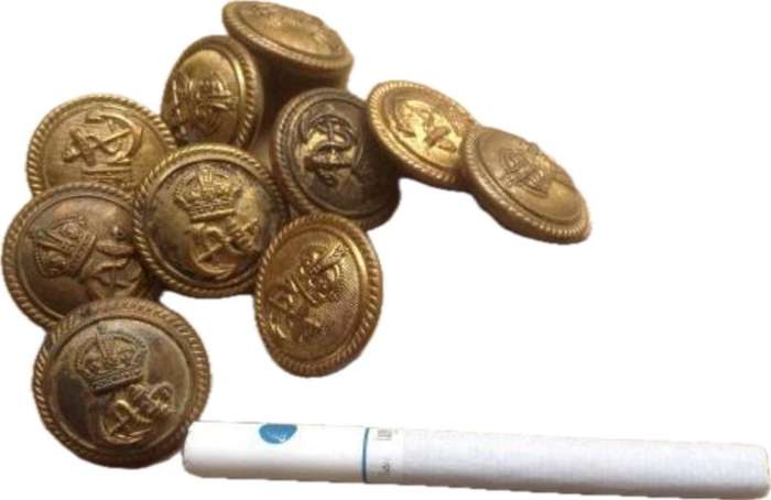 royal navy brass buttons , various manufacturers