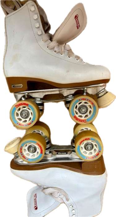 Vintage chigago roller skates premium 4 wheeler white leather ladies us 6 eur 37