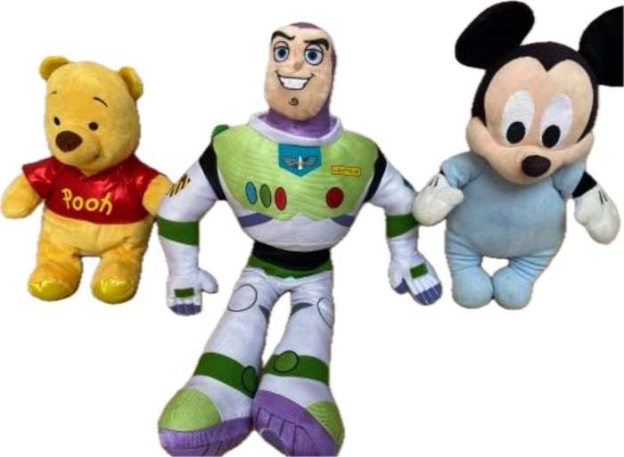 buzz lightyear , mickey mouse + winnie the pooh disney doll lot