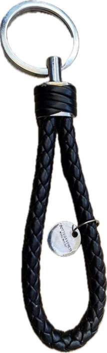 Bottega Veneta Braided Leather Keychain in black Italy