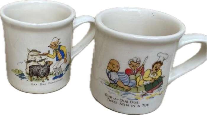 Vintage nursery rhyme finecraft  porcelain mugs set of three cups