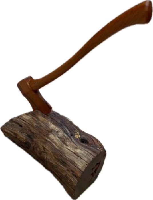 vintage wood axe model toy craft in log stump