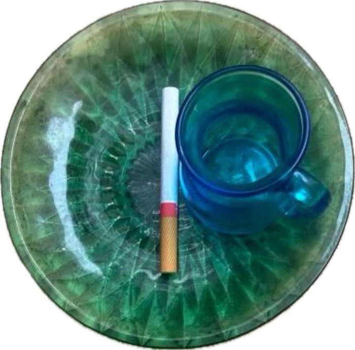 vintage italian cerve blue glass miniature pitcher pair with green saucer