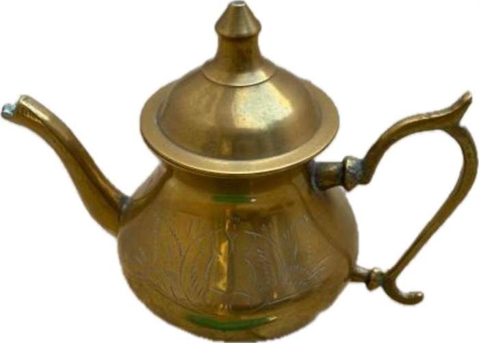 vintage small brass engraved teapot tea pot made in India