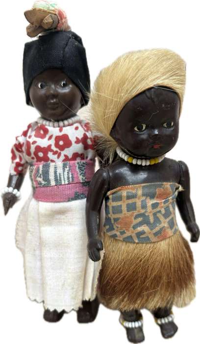 Vintage African Zulu doll pair hard plastic from the 60s