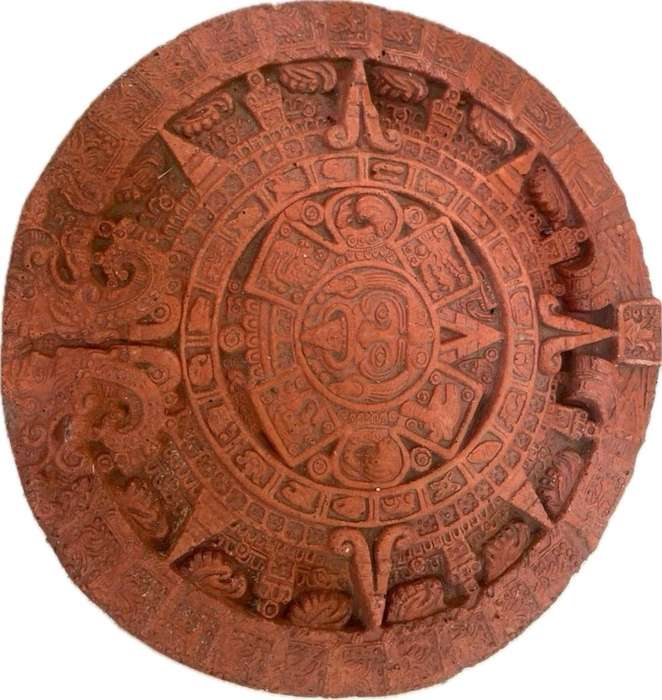 Vintage Aztec Mayan calendar wall hanging plaque