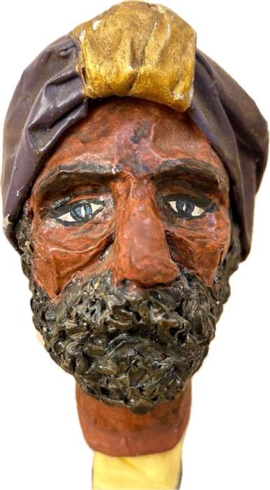 Vintage paper mache East Indian man puppet head