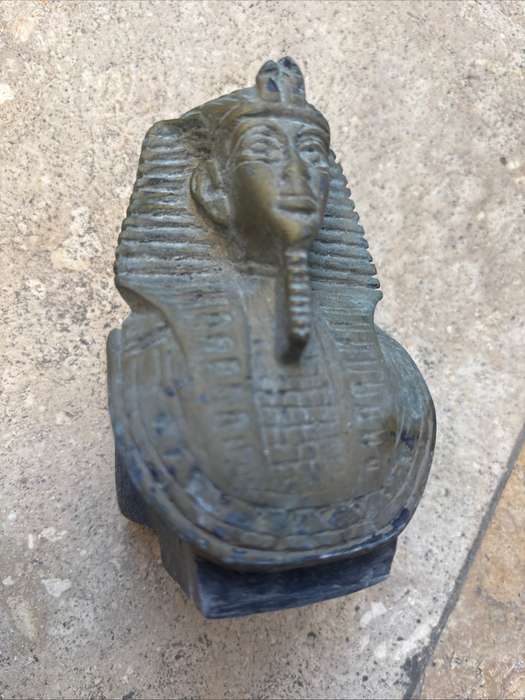 Onyx Egyptian marble sphinx , onyx bowl with Ramses Pharaoh statue