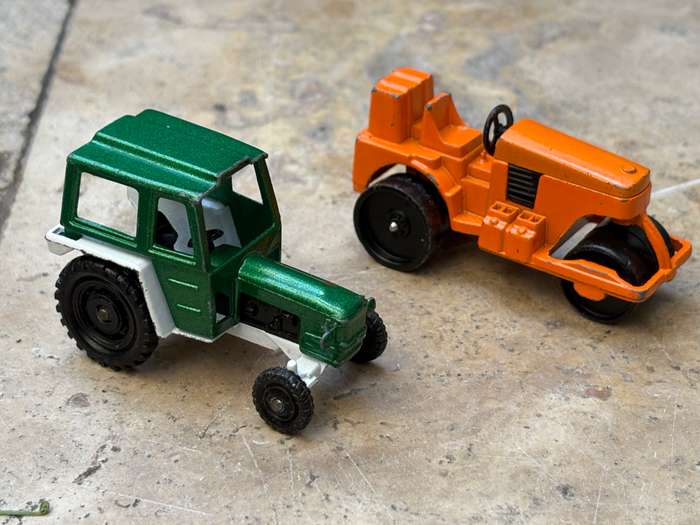 Vintage Corgi junior tractor and road roller pair
