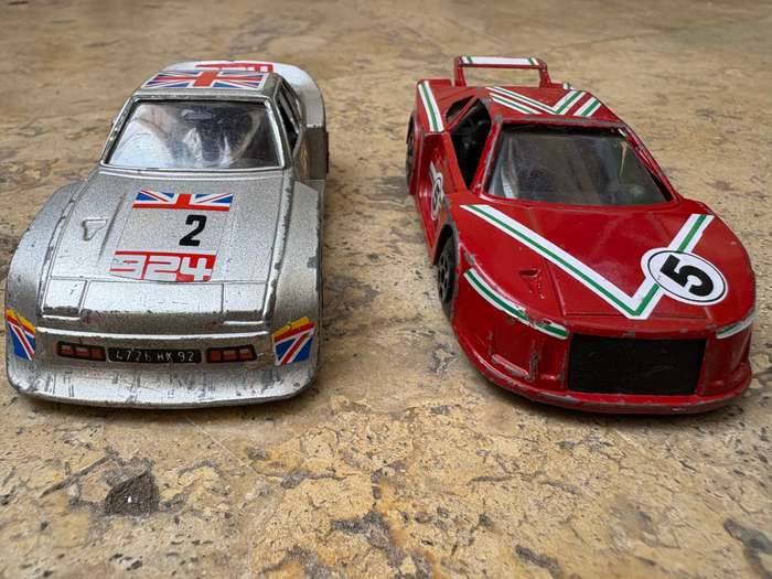 Vintage Polistil racing car pair Ferrari Porsche