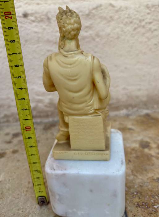 Vintage R Leoni Moses figure statuette Italy , marble pedestal castle box