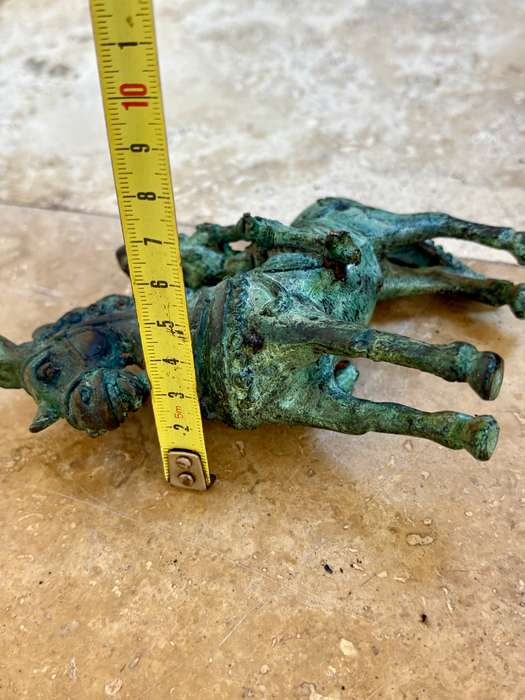 Vintage bronze horse with rider sculpture warrior knight statuette