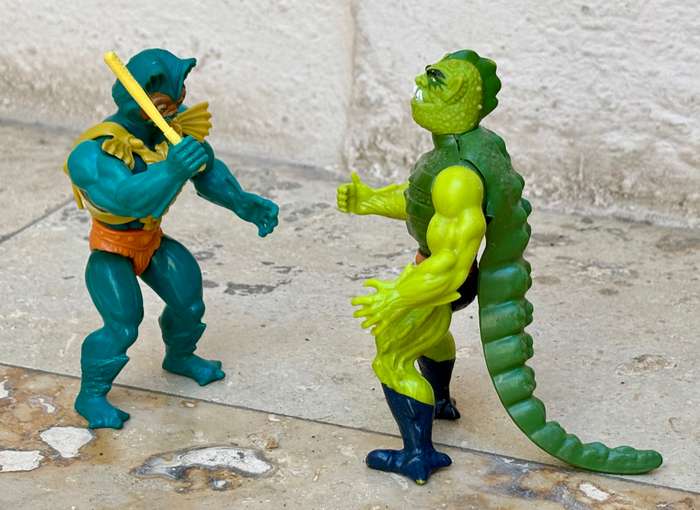 1984 Whiplash of He-Man-Masters of the Universe + he man Mer-man 1981  action figure pair