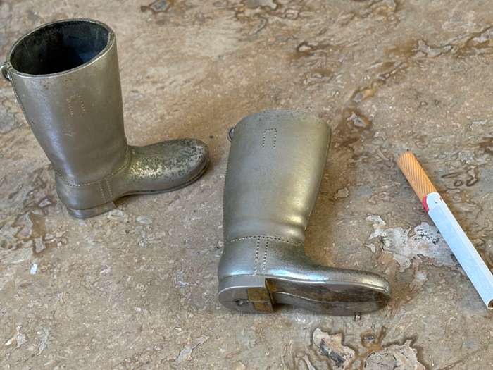 Vintage brass horse rider boot tot measures single and double