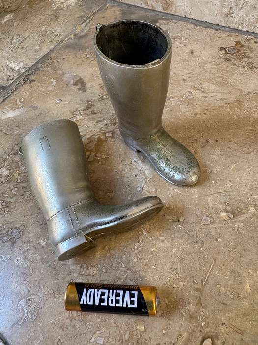 Vintage brass horse rider boot tot measures single and double