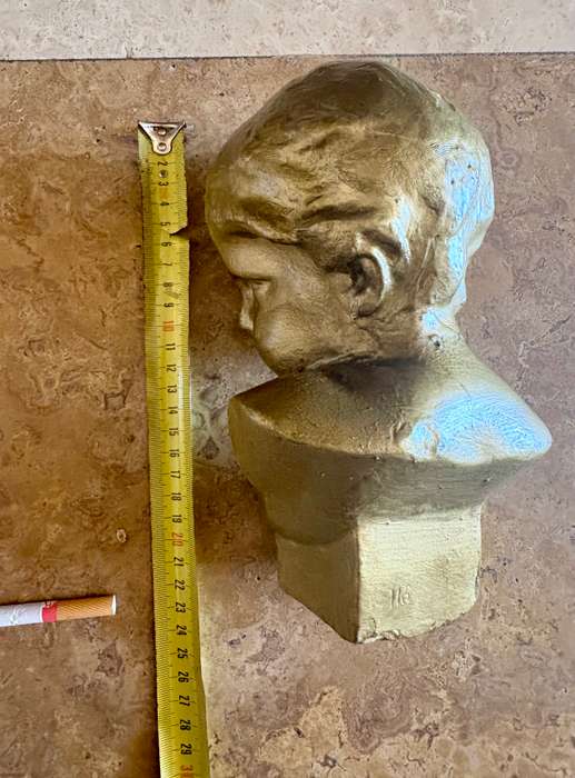 Vintage Porcelain bust of child gold tone numbered