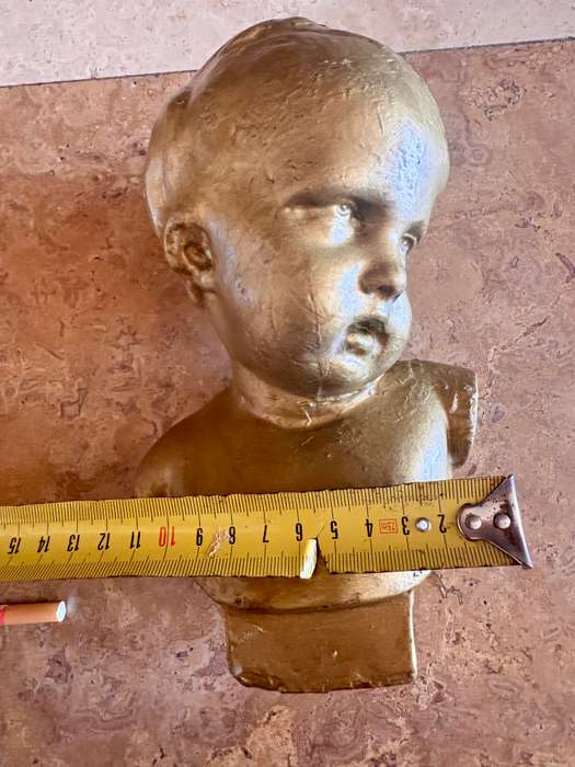 Vintage Porcelain bust of child gold tone numbered
