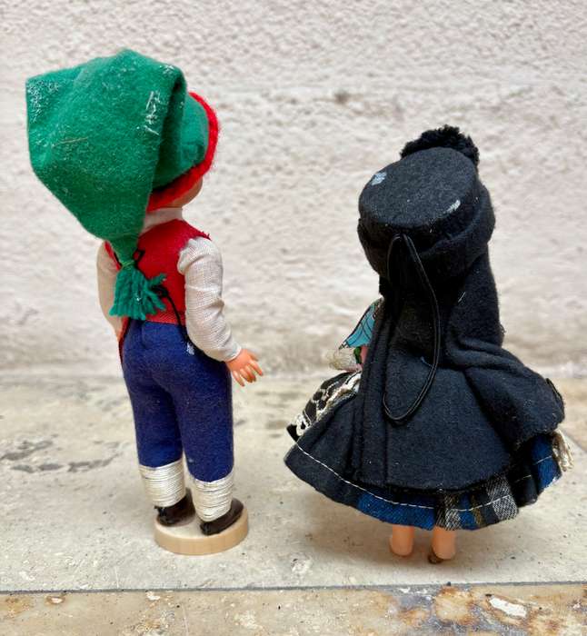 Vintage Portuguese Doll pair  Dressed Traditional Madeira  Costume sleeping eyes