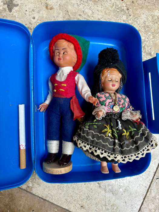 Vintage Portuguese Doll pair  Dressed Traditional Madeira  Costume sleeping eyes