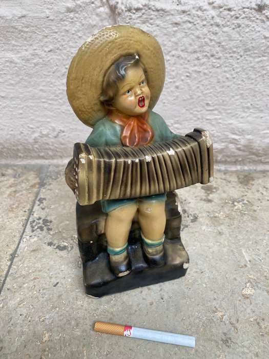 Vintage porcelain  accordion playing girl figurine  50s , numbered