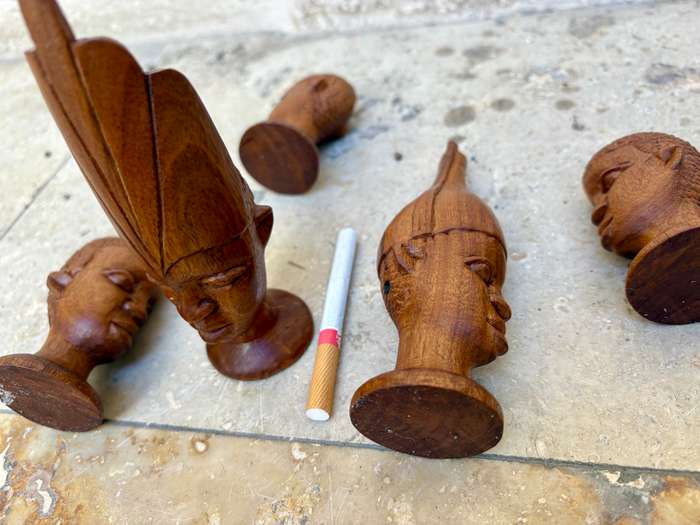 African tribe wood bust lot of 5