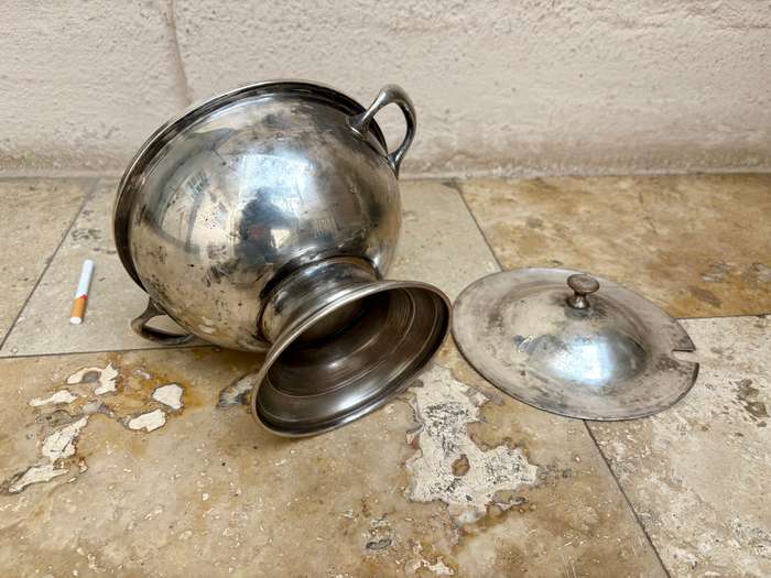 Vintage tureen pot silver plate on copper