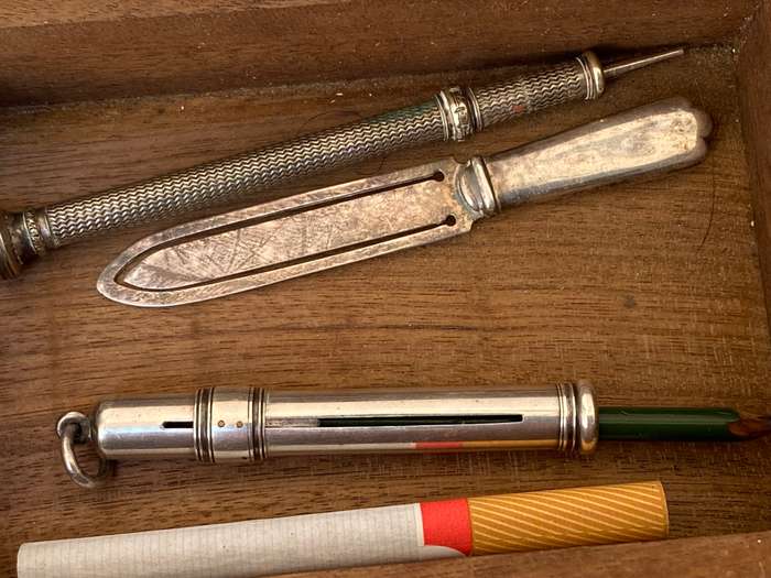Vintage Samson Mordan sterling silver pencil holder , + antique mechanical propelling  pencil pair
