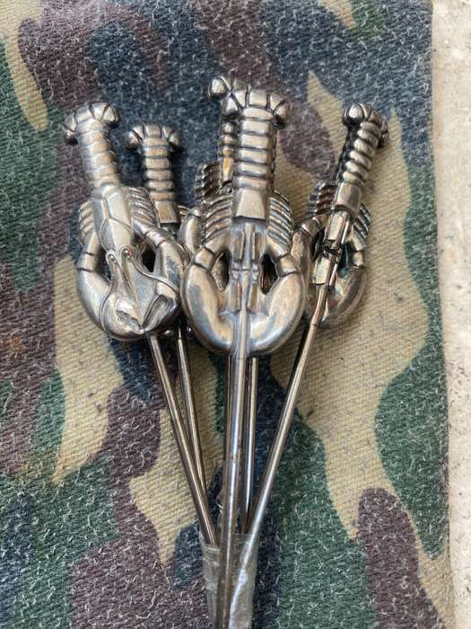 Olive snack fork set of 6 lobster handle non magnetic