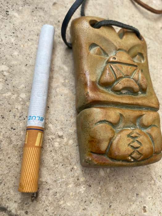 Soapstone tiki necklace , Greek necklace pair leather thong