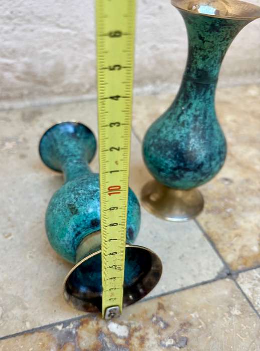 Vintage  bronze bud vase pair