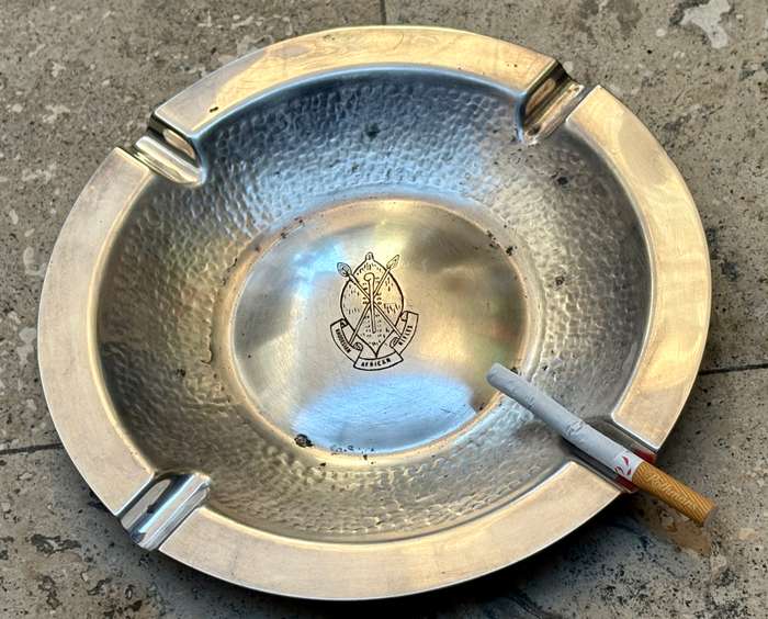 rare Rhodesian African Rifles silver plate  ashtray