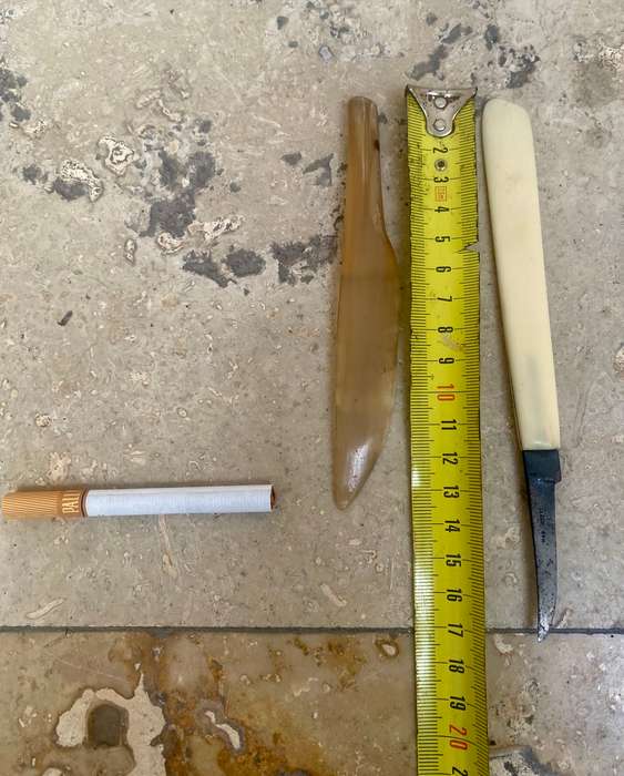 Antique surgical scalpel knife and scraper pair