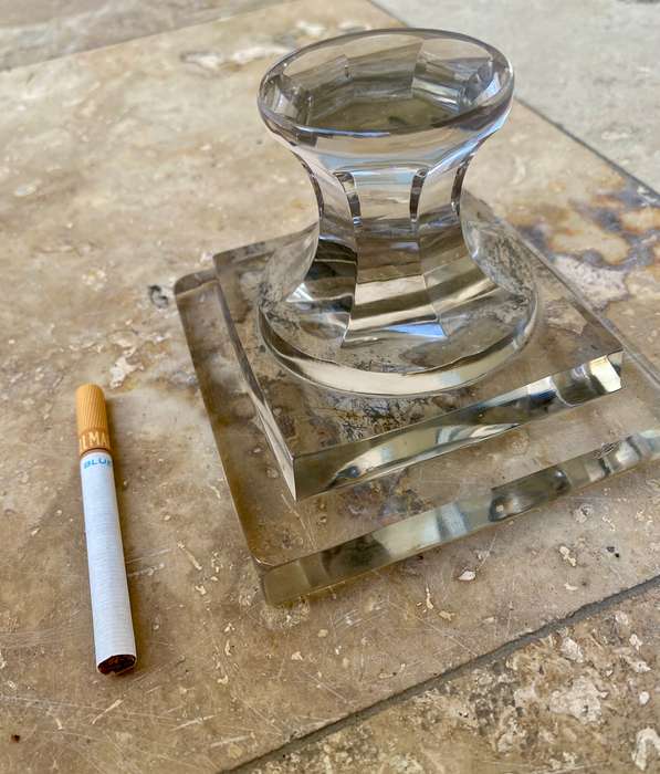 Vintage cut glass paperweight pedestal