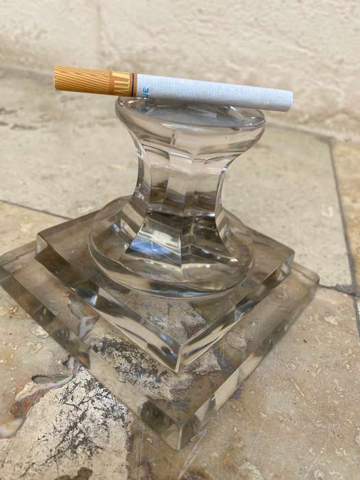 Vintage cut glass paperweight pedestal