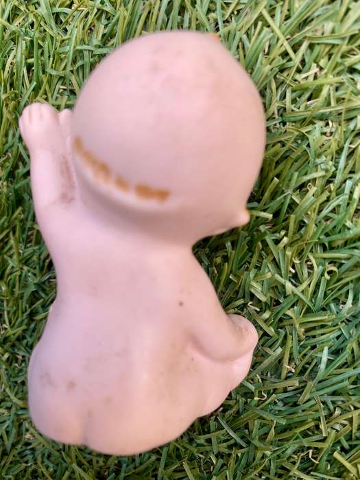 Antique Japan Bisque Doll Figurine Pair Kewpie Baby and Child Reading Figure