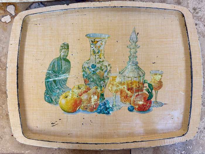 Vintage set of metal trays serving trays x 3
