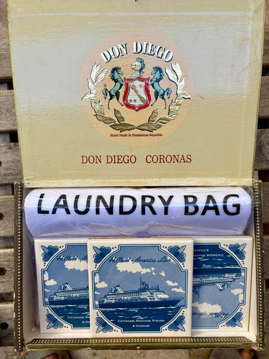 Blue Delft - Holland America Line - Ceramic Coaster/Tiles Cork backed set of 3