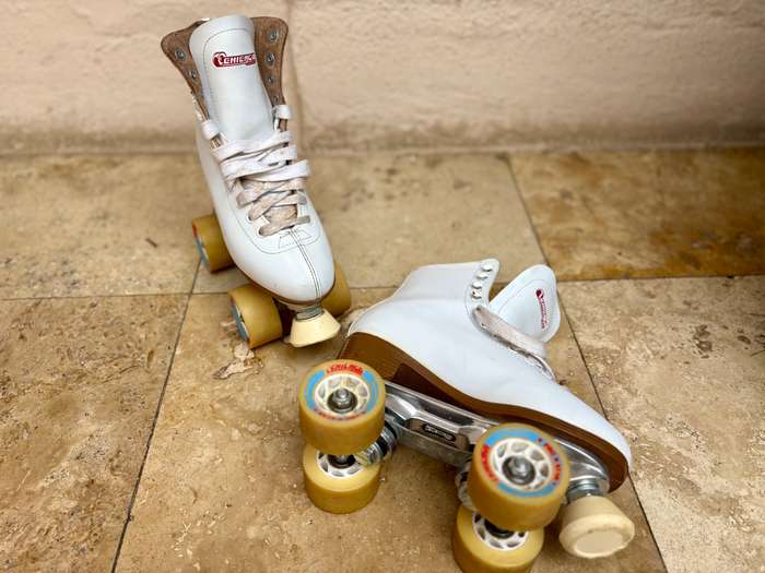 Vintage chigago roller skates premium 4 wheeler white leather ladies us 6 eur 37