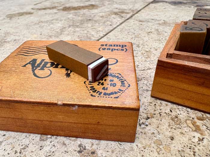 Vintage Wooden Alphabet stamp set  28 piece upper case