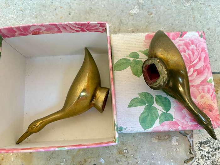 Vintage Brass ducks Goose Swan  pair