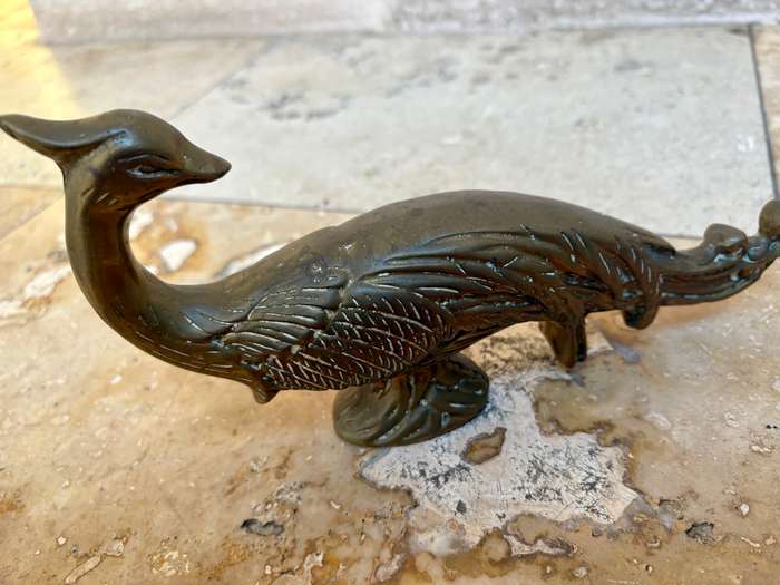 Vintage heavy Brass  Peacock  ornament