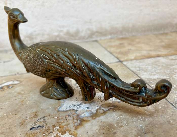 Vintage heavy Brass  Peacock  ornament