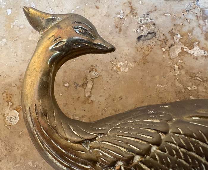 Vintage heavy Brass  Peacock  ornament