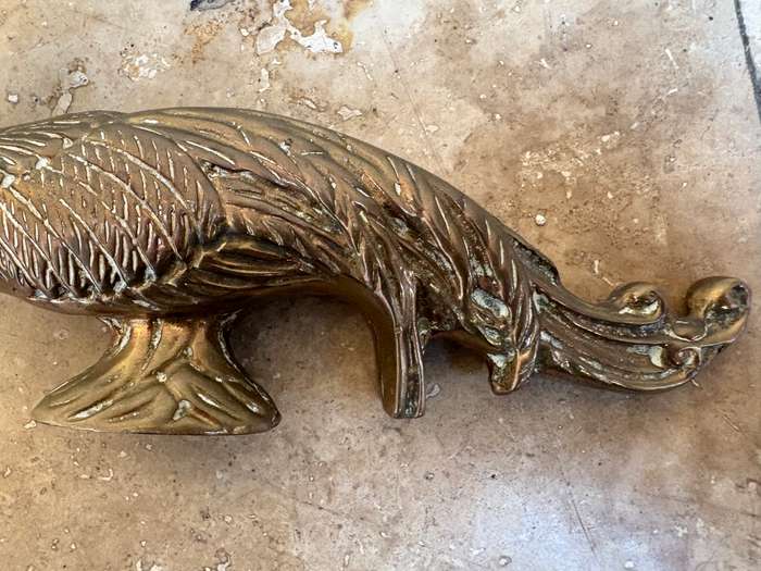 Vintage heavy Brass  Peacock  ornament