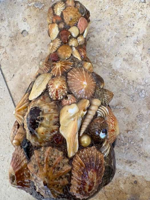 Vintage glass shell encrusted vsse / candle holder