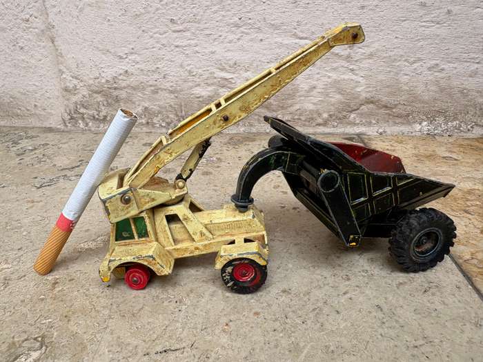 Vintage Matchbox King Size Curtiss Wright Rear Dumper, Match box jumbo crane ( TLC ) diecast pair