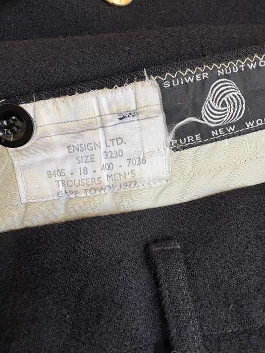 Vintage SA Navy winter uniform jacket and pants black wool 1970